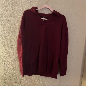 Lillusory NWT Women's Collared Sweater Long Sleeve Pullover Size M Burgundy Cozy